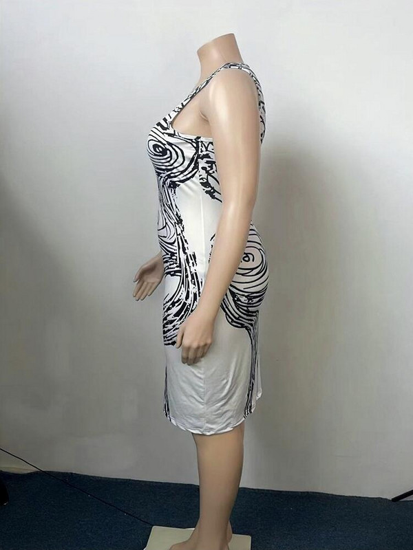 Γυναικείο Καλοκαιρινό Φόρεμα Streetwear Σέξι Φορέματα σε μεγάλο μέγεθος O λαιμό Αμάνικο λευκό φόρεμα Bodycon Χονδρική χονδρική Dropshipping