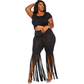 Liela izmēra, 2023. gada moderns, jauns sieviešu vasaras vienkrāsains, īsās piedurknes ikdienas pušķis Capris plāns divdaļīgs komplekts