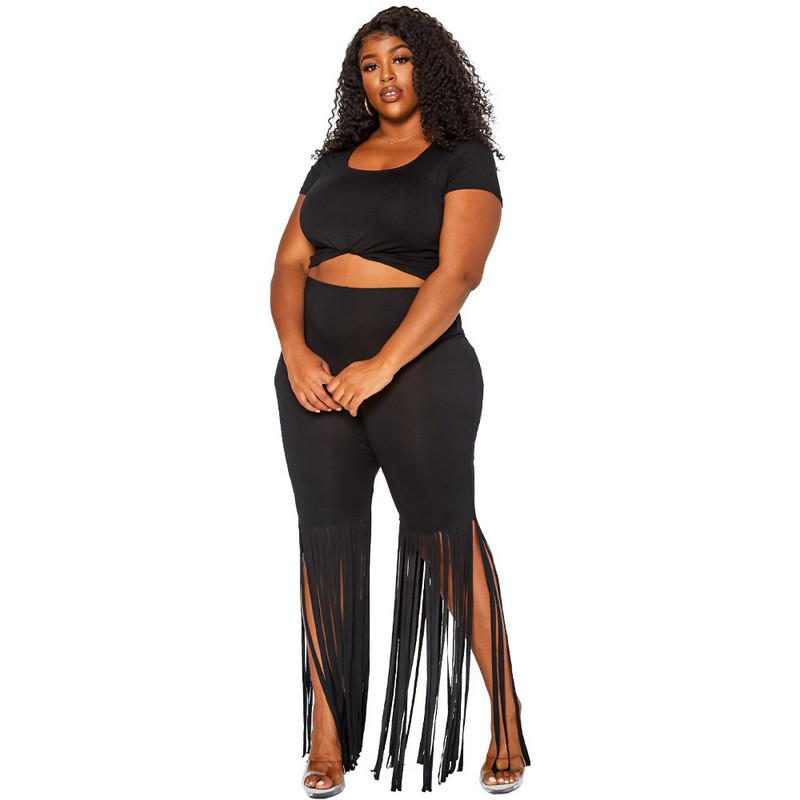 Liela izmēra, 2023. gada moderns, jauns sieviešu vasaras vienkrāsains, īsās piedurknes ikdienas pušķis Capris plāns divdaļīgs komplekts