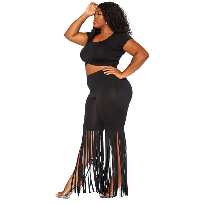 Liela izmēra, 2023. gada moderns, jauns sieviešu vasaras vienkrāsains, īsās piedurknes ikdienas pušķis Capris plāns divdaļīgs komplekts