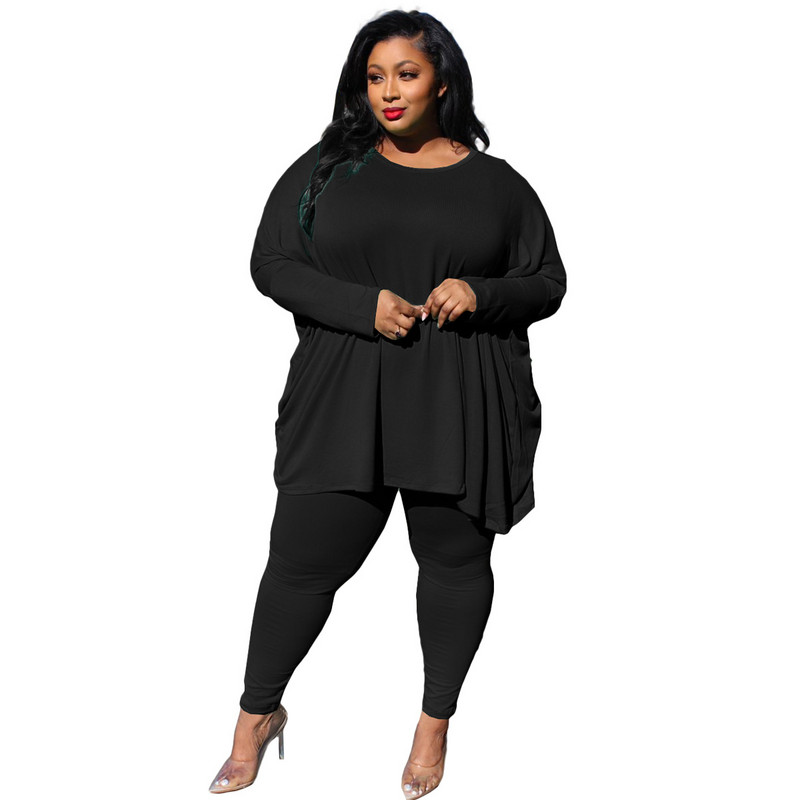 Liela izmēra sieviešu apģērbu divdaļīgie komplekti atpūtas apģērba topi ar garām piedurknēm un bikšu komplekti sieviešu skriešanas kostīmi dropshipping vairumtirdzniecība