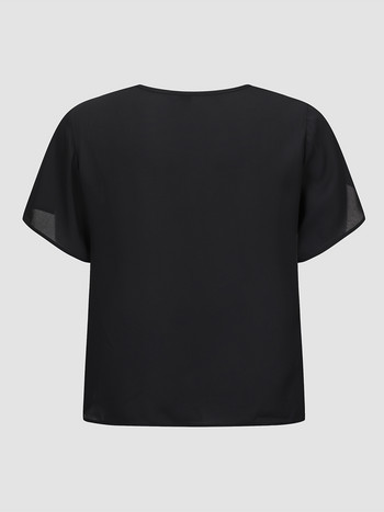 Finjani Plus Size Pure Black Γυναικεία T-shirts Casual Housewives Κοντομάνικο Top Υψηλής Ποιότητας T-Shirt από πολυεστέρα