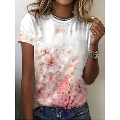 Tricouri cu fluturi de vară, cu flori, imprimeu 3D, îmbrăcăminte de stradă, cu flori, pentru femei, tricou supradimensionat, Y2K, pentru femei, pentru fete, tricouri, îmbrăcăminte