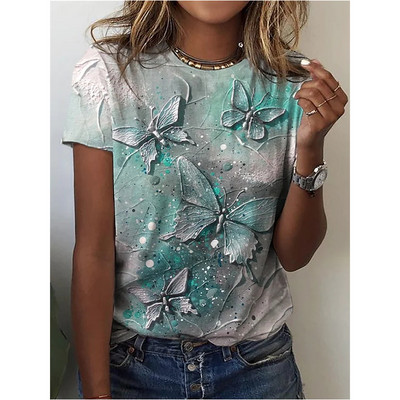 Tricouri cu fluturi de vară, cu flori, imprimeu 3D, îmbrăcăminte de stradă, cu flori, pentru femei, tricou supradimensionat, Y2K, pentru femei, pentru fete, tricouri, îmbrăcăminte