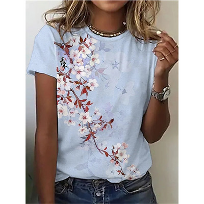 Tricouri cu fluturi de vară, cu flori, imprimeu 3D, îmbrăcăminte de stradă, cu flori, pentru femei, tricou supradimensionat, Y2K, pentru femei, pentru fete, tricouri, îmbrăcăminte