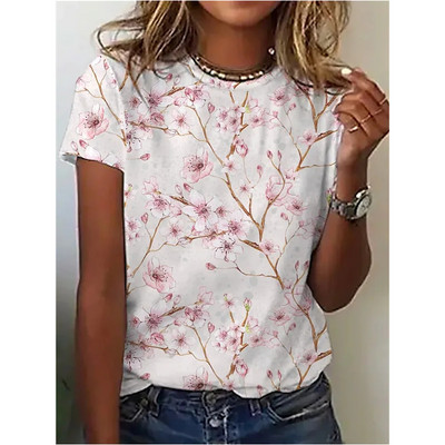 Tricouri cu fluturi de vară, cu flori, imprimeu 3D, îmbrăcăminte de stradă, cu flori, pentru femei, tricou supradimensionat, Y2K, pentru femei, pentru fete, tricouri, îmbrăcăminte