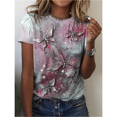 Tricouri cu fluturi de vară, cu flori, imprimeu 3D, îmbrăcăminte de stradă, cu flori, pentru femei, tricou supradimensionat, Y2K, pentru femei, pentru fete, tricouri, îmbrăcăminte