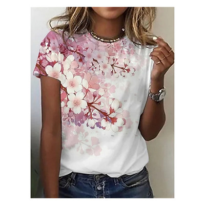 Tricouri cu fluturi de vară, cu flori, imprimeu 3D, îmbrăcăminte de stradă, cu flori, pentru femei, tricou supradimensionat, Y2K, pentru femei, pentru fete, tricouri, îmbrăcăminte