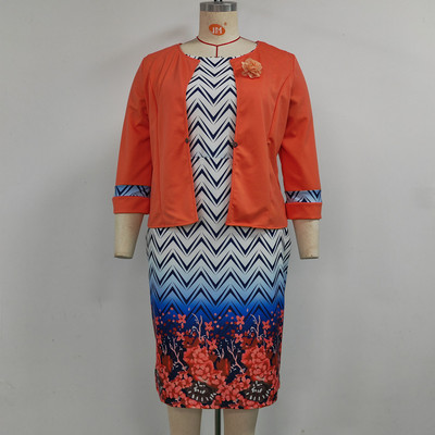 2022 téli új akciós afrikai stílusú plusz méretű kiváló minőségű egyszínű kabát és nyomott ruha öltöny, kétrészes női szett