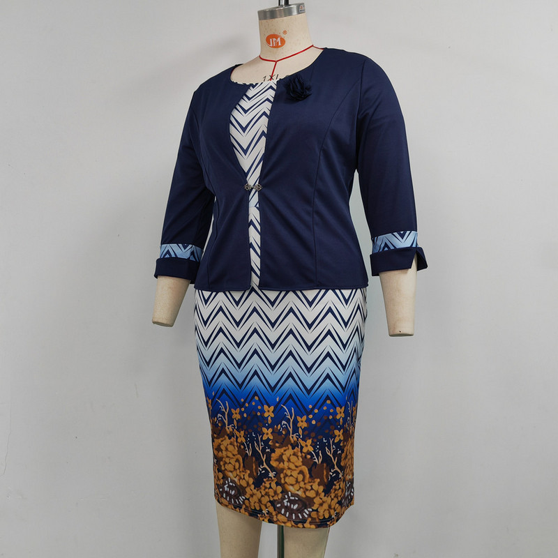 2022 téli új akciós afrikai stílusú plusz méretű kiváló minőségű egyszínű kabát és nyomott ruha öltöny, kétrészes női szett