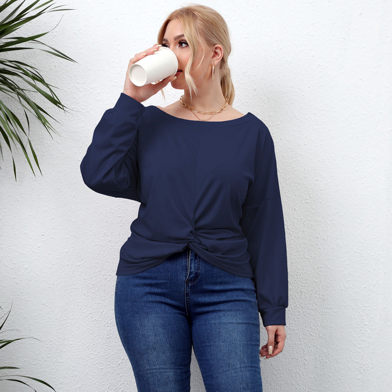 2022. gada jauns sieviešu lielizmēra T-krekls ar garām piedurknēm rudens apģērbi Liela izmēra lieli, masīvi apģērbi, sieviešu augšējais apģērbs