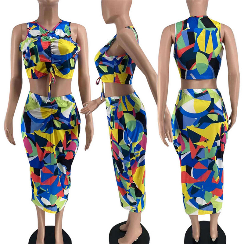 Liela izmēra sieviešu apģērbi, 5xl kroku apdruka, seksīga V apkakle, šņorējama, apgriezta augšpuse, vidēja izmēra svārki, divdaļīgs uzvalks, vairumtirdzniecība, piegāde