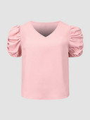 Finjani majica s puf rukavima s naborima, nova ljetna 2022., ležerna široka majica s V-izrezom i kratkim rukavima za žene