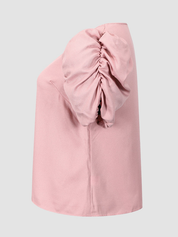 Finjani majica s puf rukavima s naborima, nova ljetna 2022., ležerna široka majica s V-izrezom i kratkim rukavima za žene