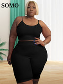 Σετ SOMO Plus Size Γυναικεία ρούχα Crop Top και σορτς ασορτί Σετ Fashion Sexy Club Σετ Two Piece 2023 Χονδρική Dropshipping