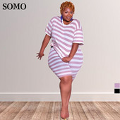 SOMO 2023 Fashion Plus Size Clothing Crew Kakla augšdaļa un īsas bikses Divdaļīgs komplekts Sieviešu svītru tērpiem Vairumtirdzniecība Dropshipping