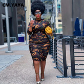 CM.YAYA sieviešu lielizmēra kleita ar trīs ceturtdaļām piedurknēm, izstiepta ķermeņa kleita Modes ikdienas ielas apģērba vasaras tērpi