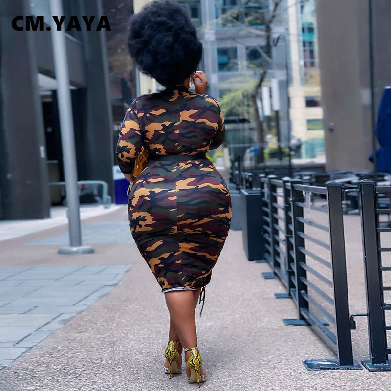 CM.YAYA sieviešu lielizmēra kleita ar trīs ceturtdaļām piedurknēm, izstiepta ķermeņa kleita Modes ikdienas ielas apģērba vasaras tērpi