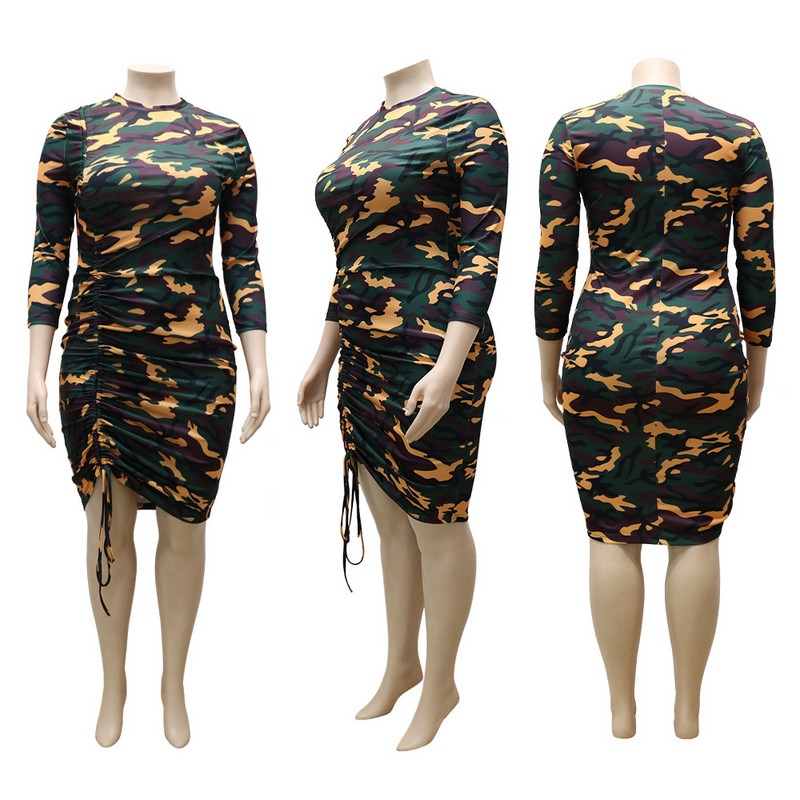 CM.YAYA sieviešu lielizmēra kleita ar trīs ceturtdaļām piedurknēm, izstiepta ķermeņa kleita Modes ikdienas ielas apģērba vasaras tērpi