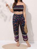 Finjani lielizmēra divdaļīgs drukas topi un bikses 2023. gada vasaras sieviešu seksīgi šiks un elegants, maigs apģērbs