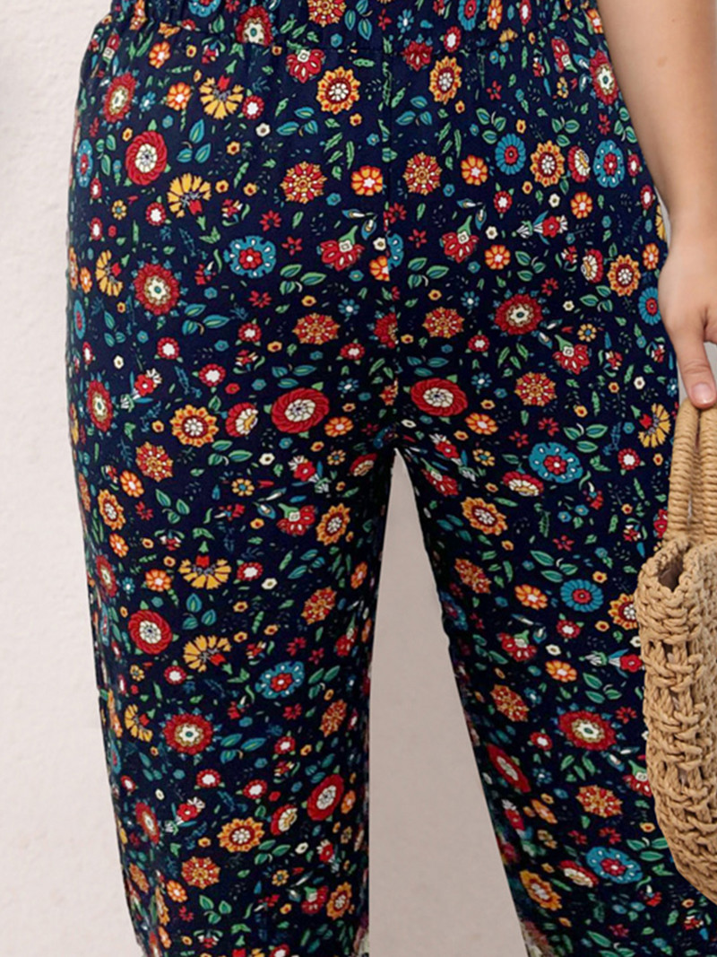 Finjani lielizmēra divdaļīgs drukas topi un bikses 2023. gada vasaras sieviešu seksīgi šiks un elegants, maigs apģērbs