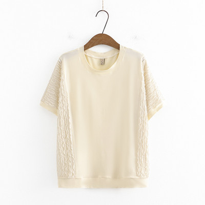 Liela izmēra sieviešu T-krekls, 2023. gada vasaras īsās piedurknes, viļņi topi, brīvi T-krekli, lielizmēra, izliekti apģērbi S52-8199