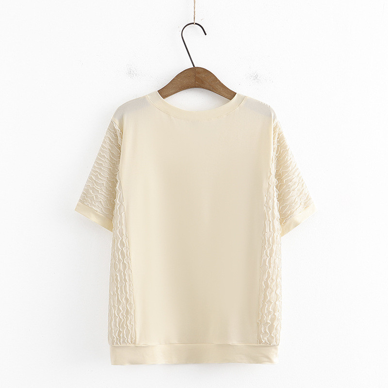Liela izmēra sieviešu T-krekls, 2023. gada vasaras īsās piedurknes, viļņi topi, brīvi T-krekli, lielizmēra, izliekti apģērbi S52-8199