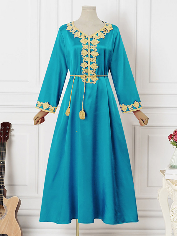 Liela izmēra 5XL VONDA Bohemian 2023 sieviešu kleita ar apdruku vasarā ar garām piedurknēm Sexy V kakla satīna ballītei Vestido ar jostu, ikdienas Maxi halāts