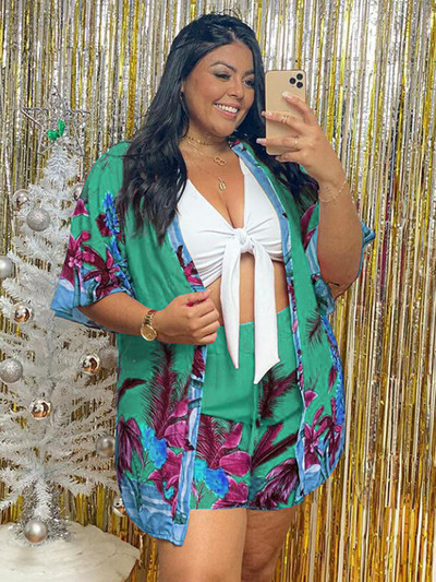 Divdaļīgi komplekti Sieviešu tērpi Vasaras brīvdienu jaka un īsie komplekti Ikdienas Elegants 2x 3x 4x Liela izmēra vairumtirdzniecība dropshipping