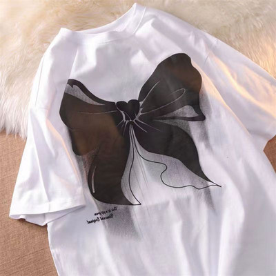 DUOFAN Liela izmēra T-krekli ar īsām piedurknēm ar tauriņu apdruku O kakla krekls Sieviešu vasaras ikdienas ielas apģērbs sieviešu augšdaļa L-4XL