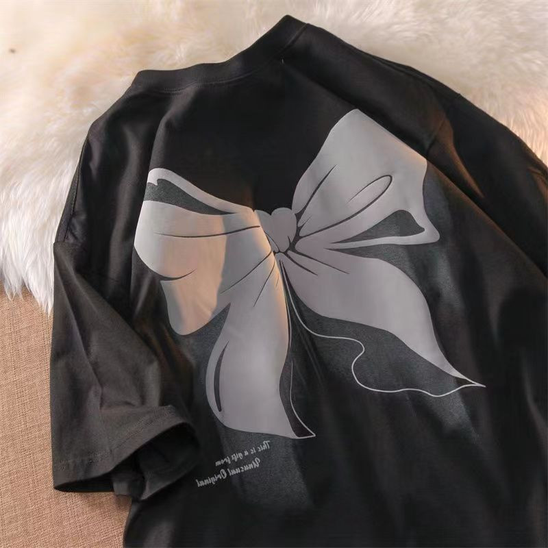 DUOFAN Liela izmēra T-krekli ar īsām piedurknēm ar tauriņu apdruku O kakla krekls Sieviešu vasaras ikdienas ielas apģērbs sieviešu augšdaļa L-4XL