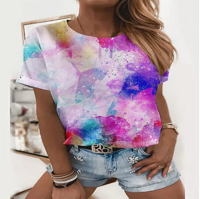 Γυναικείο φλοράλ μπλουζάκι με κοντομάνικο με στρογγυλή λαιμόκοψη με θέμα λουλούδι ηλίανθου