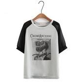 Nagy méretű női XL-4XL betűkkel nyomott nyári pólók Túlméretes patchwork női felsők divatos fehér szürke felső