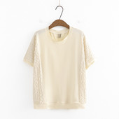 Μεγάλο μέγεθος γυναικεία κοντομάνικα μπεζ μαύρα καλοκαιρινά πουκάμισα Oversized συνονθύλευμα Vintage γυναικεία μπλουζάκια