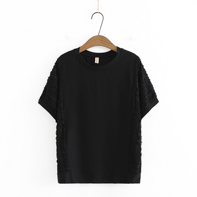 Μεγάλο μέγεθος γυναικεία κοντομάνικα μπεζ μαύρα καλοκαιρινά πουκάμισα Oversized συνονθύλευμα Vintage γυναικεία μπλουζάκια