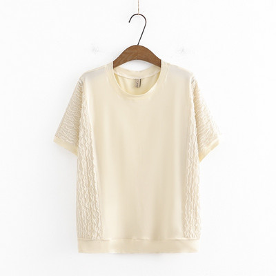 Μεγάλο μέγεθος γυναικεία κοντομάνικα μπεζ μαύρα καλοκαιρινά πουκάμισα Oversized συνονθύλευμα Vintage γυναικεία μπλουζάκια