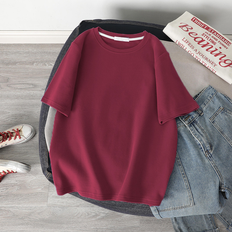 DAYIFUN Sieviešu jauni lielizmēra T krekli Matēts biezs krekls T-krekls ar īsām piedurknēm brīvs korejiešu iekšējais sieviešu apģērbs