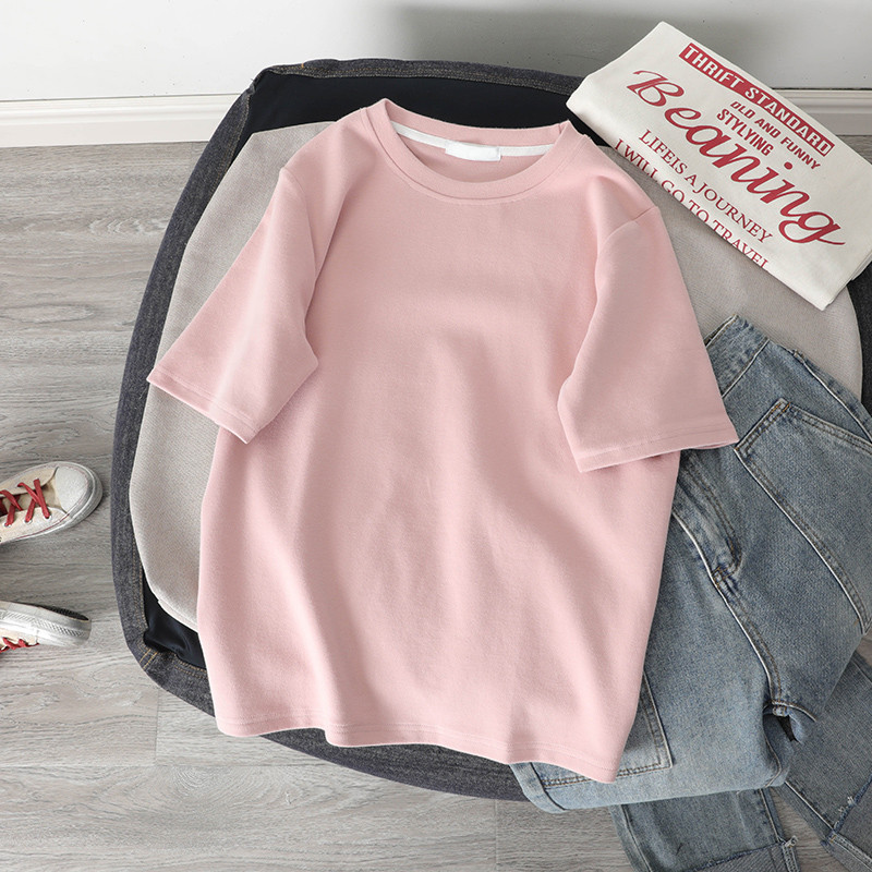 DAYIFUN Sieviešu jauni lielizmēra T krekli Matēts biezs krekls T-krekls ar īsām piedurknēm brīvs korejiešu iekšējais sieviešu apģērbs