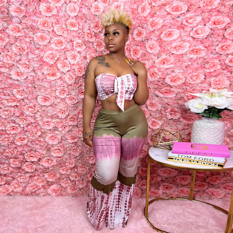 Liela izmēra divu gabalu komplekti Sieviešu apdrukas krekls un platas bikses Seksīgs Bodycon apģērbs bez piedurknēm Sieviešu modes raibs apģērbs