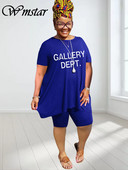 Wmstar lielizmēra divdaļīgie komplekti sieviešu sporta tērpam pieskaņoti brīvi ar burtiem šorti sporta tērps ikdienas vasaras vairumtirdzniecība dropshipping