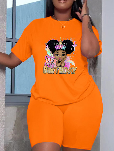 Hétköznapi, 5xl-es, nagyobb méretű készletek, nyakú felső és rövid nadrágok, divatos, nyomott ruhák nőknek, 2 részes szett nagykereskedelmi szállítás