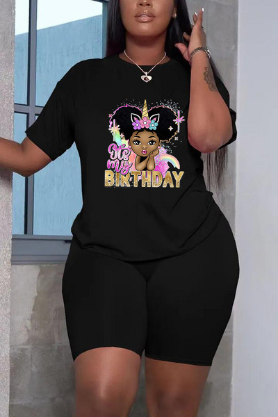 Hétköznapi, 5xl-es, nagyobb méretű készletek, nyakú felső és rövid nadrágok, divatos, nyomott ruhák nőknek, 2 részes szett nagykereskedelmi szállítás