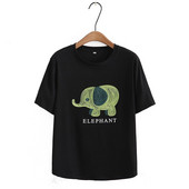 Γυναικεία κοντομάνικα λευκά μαύρα καλοκαιρινά μπλουζάκια σε μεγάλο μέγεθος, χαριτωμένα εμπριμέ γυναικεία μπλουζάκια