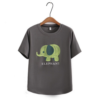 Γυναικεία κοντομάνικα λευκά μαύρα καλοκαιρινά μπλουζάκια σε μεγάλο μέγεθος, χαριτωμένα εμπριμέ γυναικεία μπλουζάκια