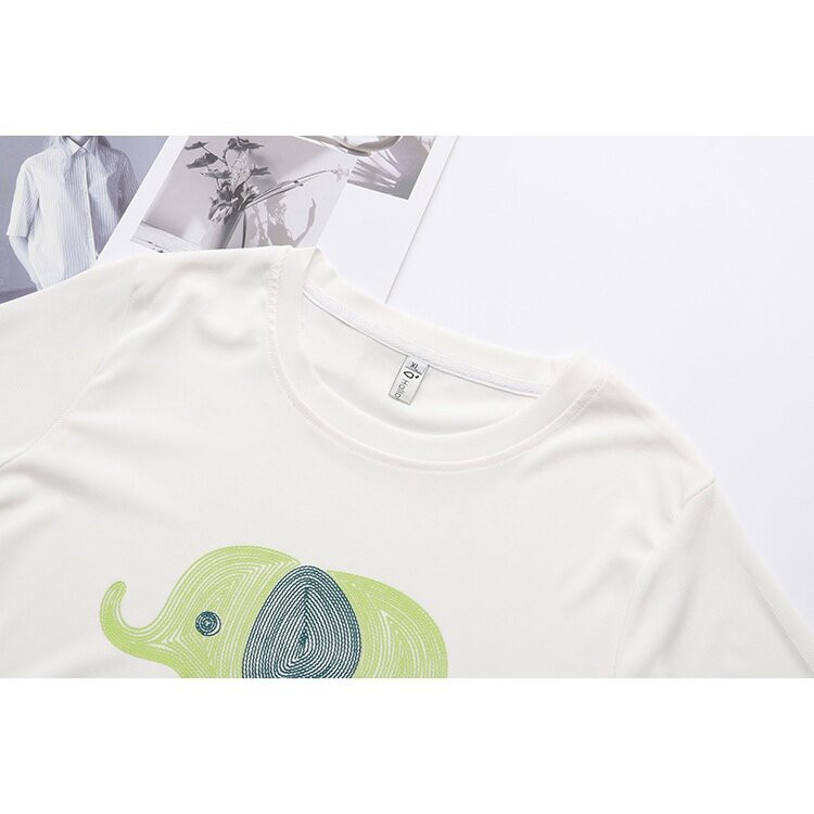 Γυναικεία κοντομάνικα λευκά μαύρα καλοκαιρινά μπλουζάκια σε μεγάλο μέγεθος, χαριτωμένα εμπριμέ γυναικεία μπλουζάκια