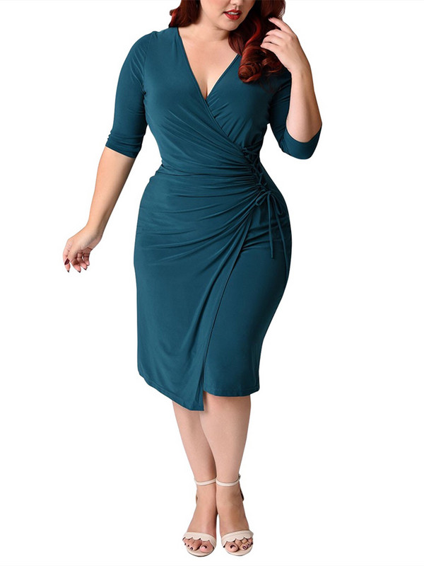 Liela izmēra seksīga kroku vasaras kleita Sieviešu gurniem Elegantas sieviešu kleitas 2023. gada jauna sieviešu vidēja izmēra kleita