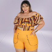 Plus Size 4XL σετ δύο τεμαχίων για γυναίκες με κοντό μανίκι Slash λαιμόκοψη στη μέση γεωμετρική εκτύπωση πάνω από το γόνατο Χονδρική Dropshipping