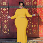 Γυναικεία ρούχα σε μεγάλο μέγεθος δύο τεμαχίων Streetwear μακρυμάνικο μπλουζάκι και σετ φορέματος Γυναικεία σέξι φθινοπωρινά ρούχα Dropshipping χονδρική