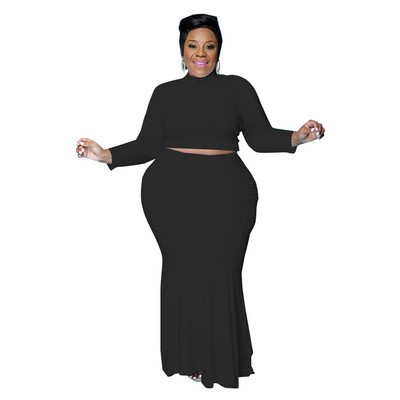 Γυναικεία ρούχα σε μεγάλο μέγεθος δύο τεμαχίων Streetwear μακρυμάνικο μπλουζάκι και σετ φορέματος Γυναικεία σέξι φθινοπωρινά ρούχα Dropshipping χονδρική