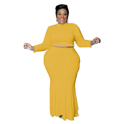 Γυναικεία ρούχα σε μεγάλο μέγεθος δύο τεμαχίων Streetwear μακρυμάνικο μπλουζάκι και σετ φορέματος Γυναικεία σέξι φθινοπωρινά ρούχα Dropshipping χονδρική